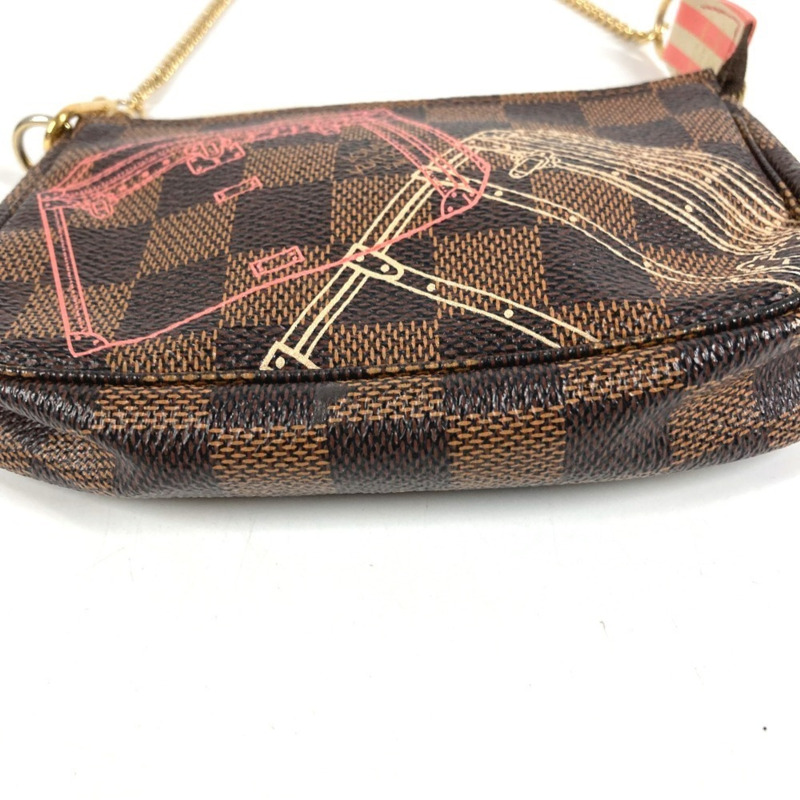 路易威登 N41433 Damier Mini Pochette Accessoires 手袋配件包鏈條手袋帆布男女款 Ebene Brown-2