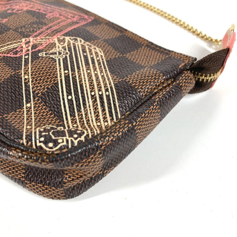 路易威登 N41433 Damier Mini Pochette Accessoires 手袋配件包鏈條手袋帆布男女款 Ebene Brown-3