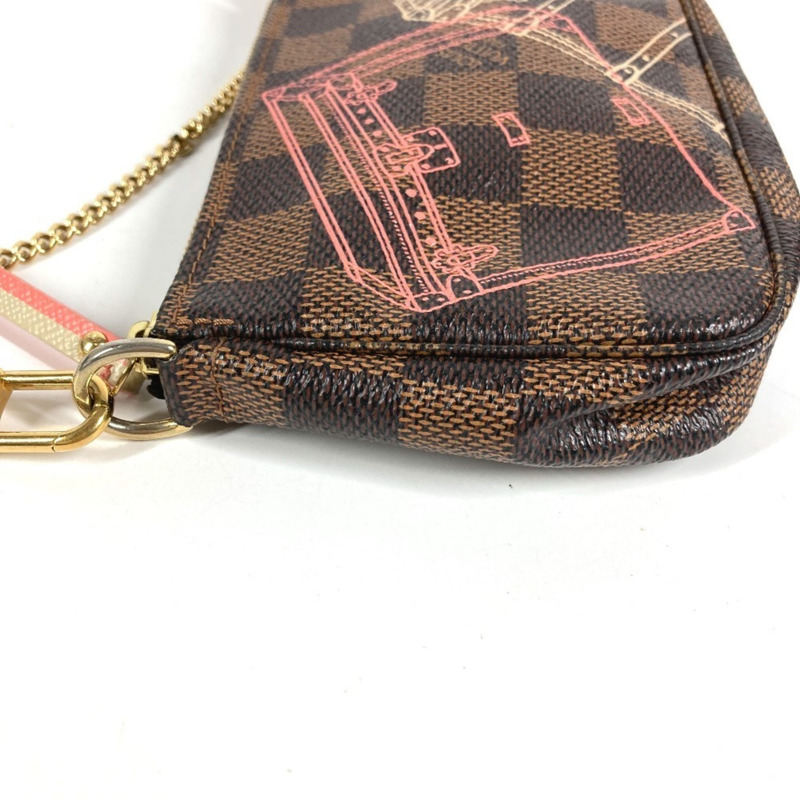 路易威登 N41433 Damier Mini Pochette Accessoires 手袋配件包鏈條手袋帆布男女款 Ebene Brown-4