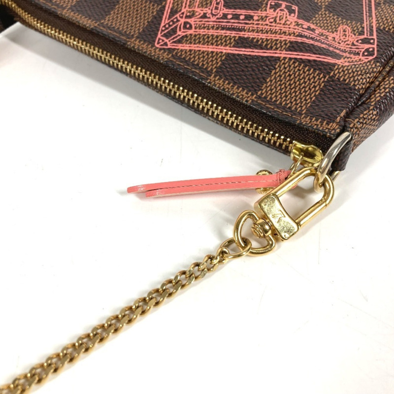 路易威登 N41433 Damier Mini Pochette Accessoires 手袋配件包鏈條手袋帆布男女款 Ebene Brown-6