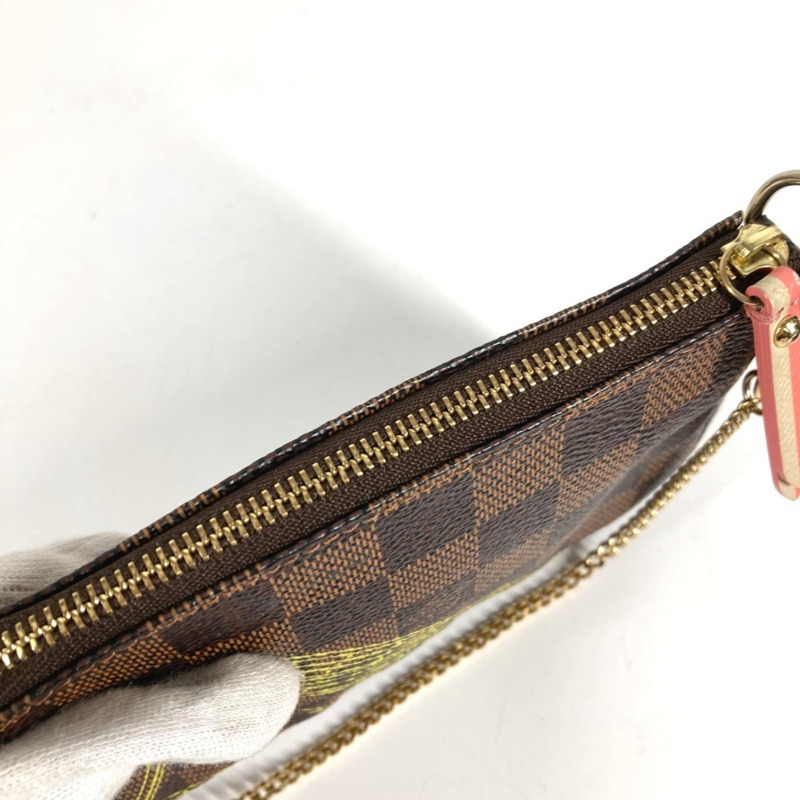 路易威登 N41433 Damier Mini Pochette Accessoires 手袋配件包鏈條手袋帆布男女款 Ebene Brown-7