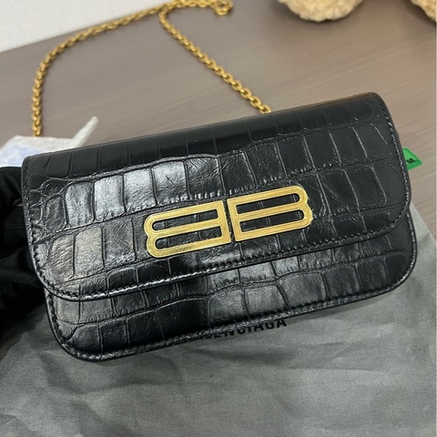 巴黎世家/Balenciaga  黑色鰐壓紋wow 附件：塵袋