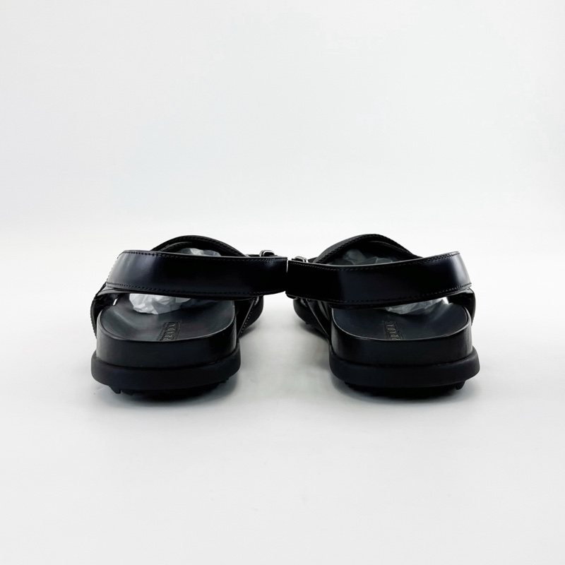 閒置未使用Prada普拉達/黑色圓頭交叉帶平底涼鞋 尺碼:43碼附件:盒-3