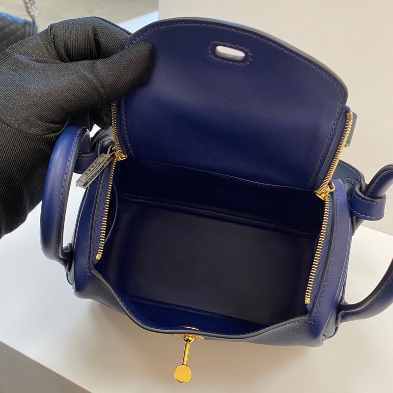 🌈Hermes💙Mini Lindy一代💙寶石藍金扣🌈全套有單🌈98新🌟Swift皮🌟minilindy一代🌟minilindy🌟lindy🌟愛馬仕🌟-1