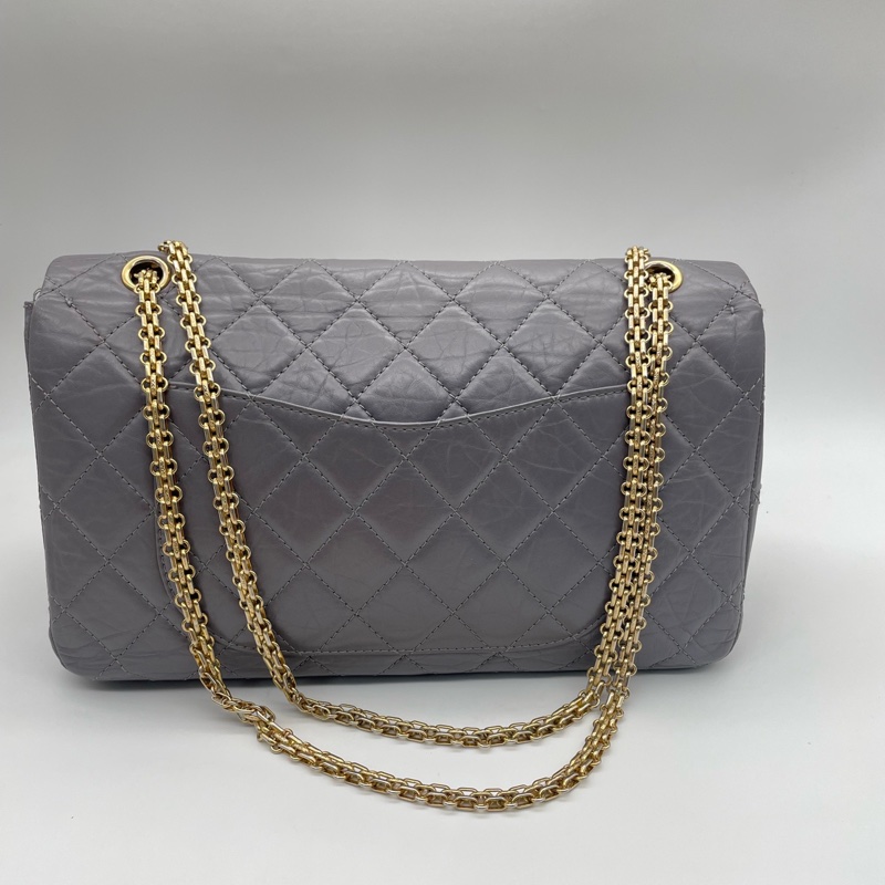 Chanel • 2.55 經典水泥灰油臘牛皮金釦 Maxi-1