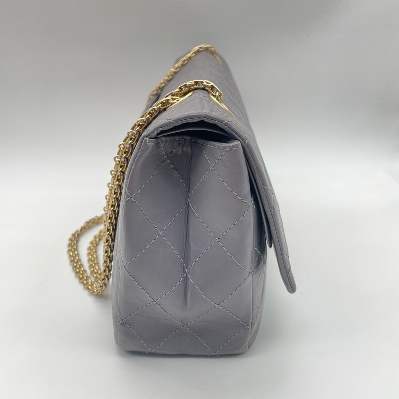 Chanel • 2.55 經典水泥灰油臘牛皮金釦 Maxi-3