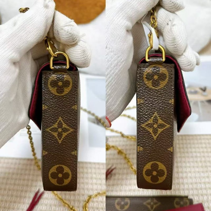 LV經典老花三合一斜背鍊條包21*12*3 98新配件塵袋-3