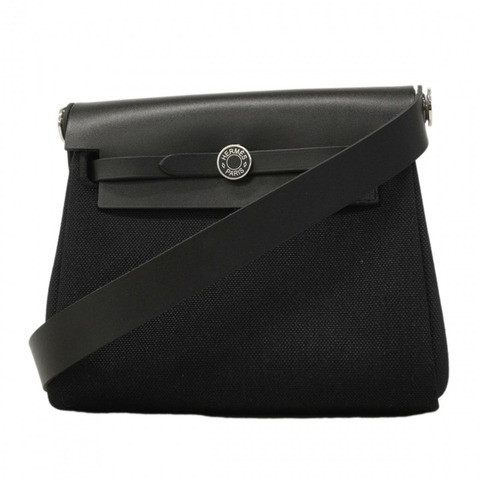 愛馬仕 Herbag Zip Mini Toile Officier 黑色 K 印章女士單肩包