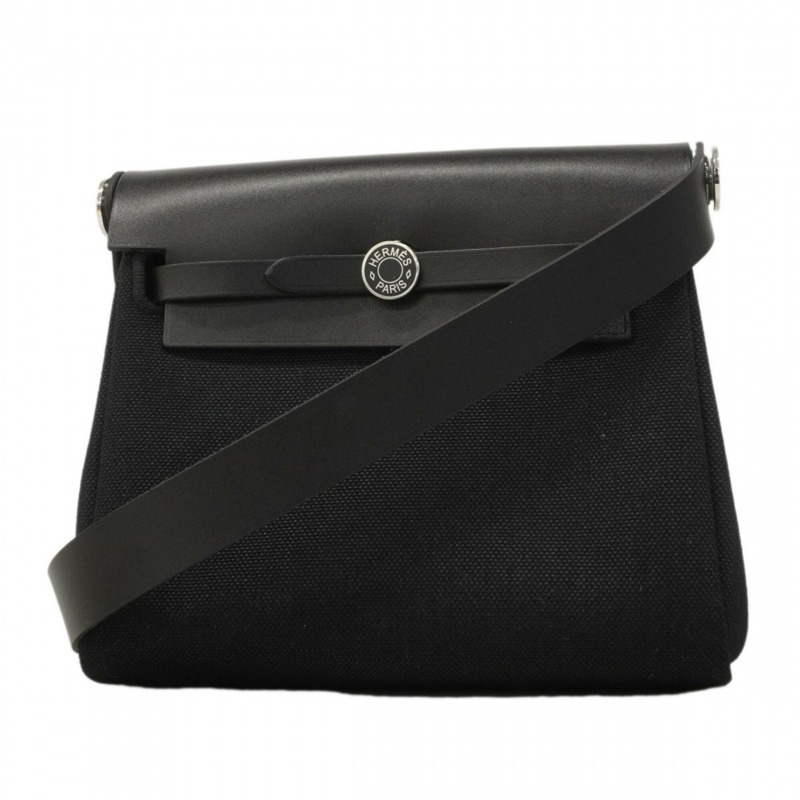 愛馬仕 Herbag Zip Mini Toile Officier 黑色 K 印章女士單肩包-0