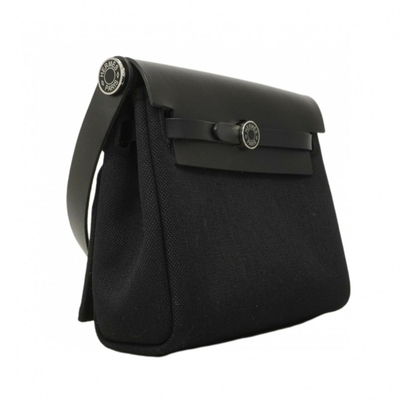 愛馬仕 Herbag Zip Mini Toile Officier 黑色 K 印章女士單肩包-1