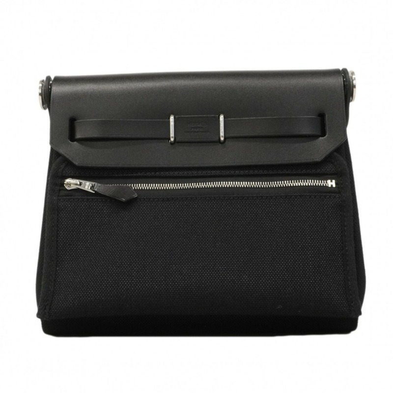 愛馬仕 Herbag Zip Mini Toile Officier 黑色 K 印章女士單肩包-8