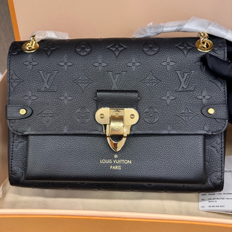 閒置未使用 LV 路易威登 vavin純皮款黑金 中號 全芯片款 尺寸:25x18x10cm-0