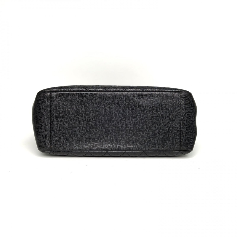 CHANEL GST購物袋小號黑色荔枝牛皮15開銀扣-3