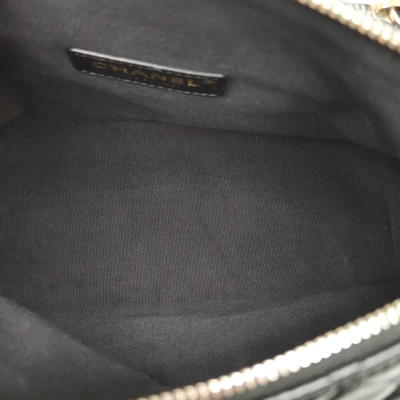 CHANEL 24K保齡球大號黑色牛皮晶片開淺金扣-5