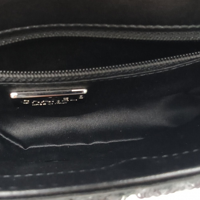 CHANEL CF口蓋包大Mini20cm黑色珠片28開鎢鋼扣-5