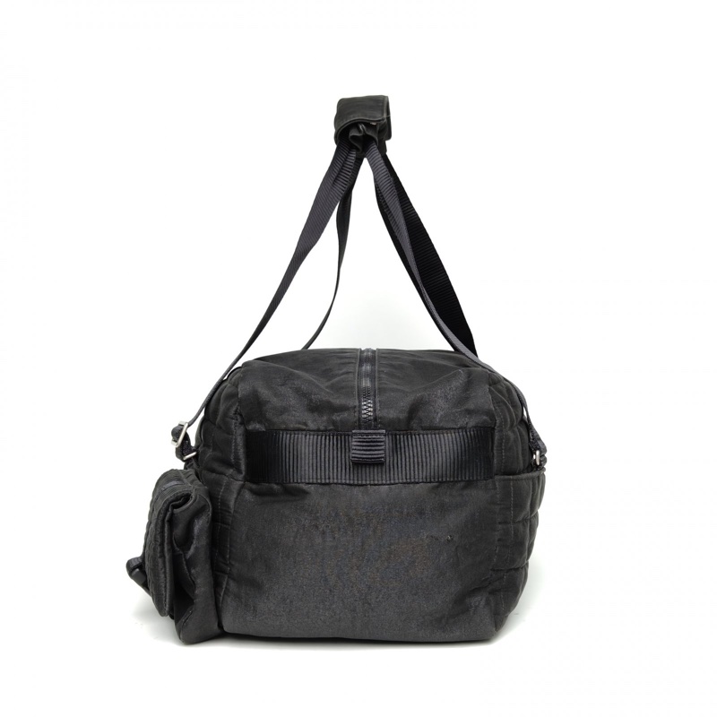 CHANEL 黑色尼龍銀扣中古運動方標炸藥包xxl手提包旅行包-1