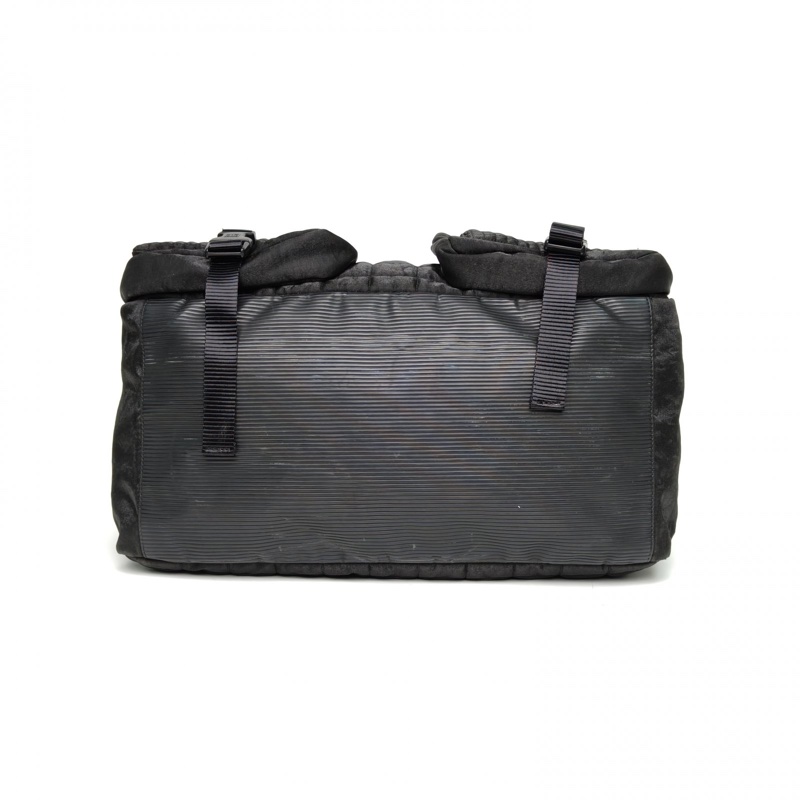 CHANEL 黑色尼龍銀扣中古運動方標炸藥包xxl手提包旅行包-3