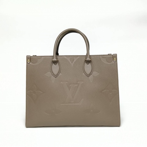 LOUIS VUITTON Onthego中號35大象灰牛皮晶片老花壓紋