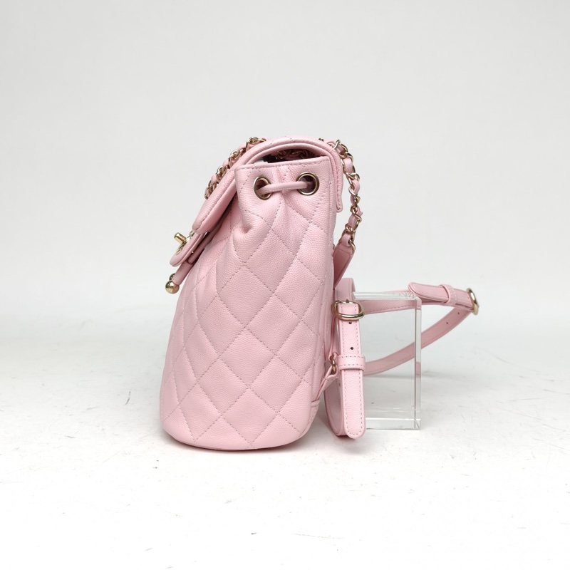 CHANEL 薩爾茨堡雙肩包小號粉色荔枝牛皮晶片開金扣-1