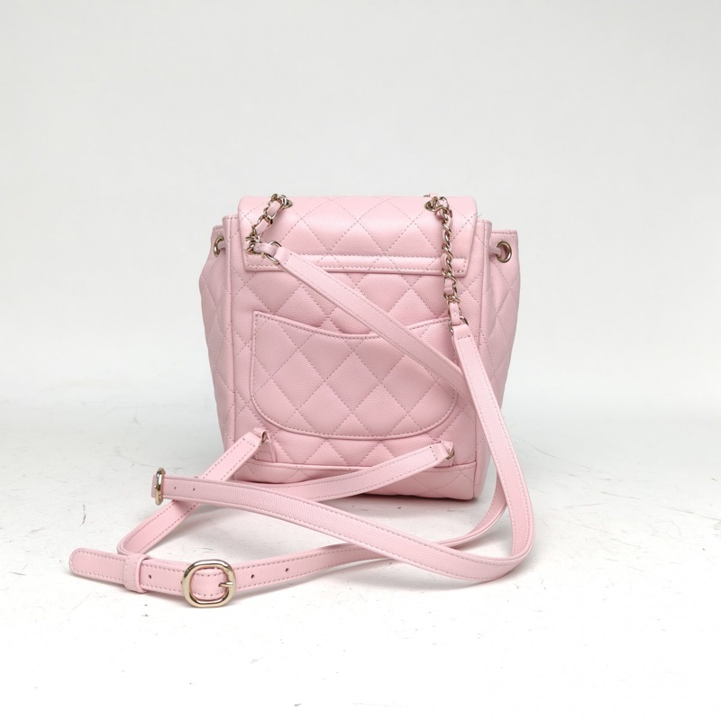 CHANEL 薩爾茨堡雙肩包小號粉色荔枝牛皮晶片開金扣-2