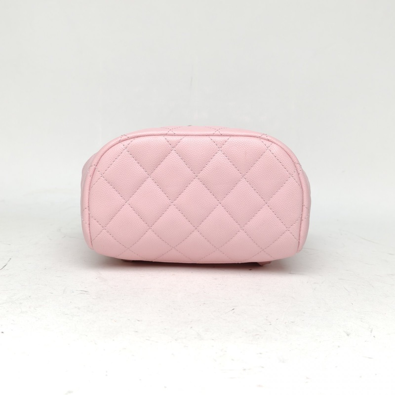 CHANEL 薩爾茨堡雙肩包小號粉色荔枝牛皮晶片開金扣-3