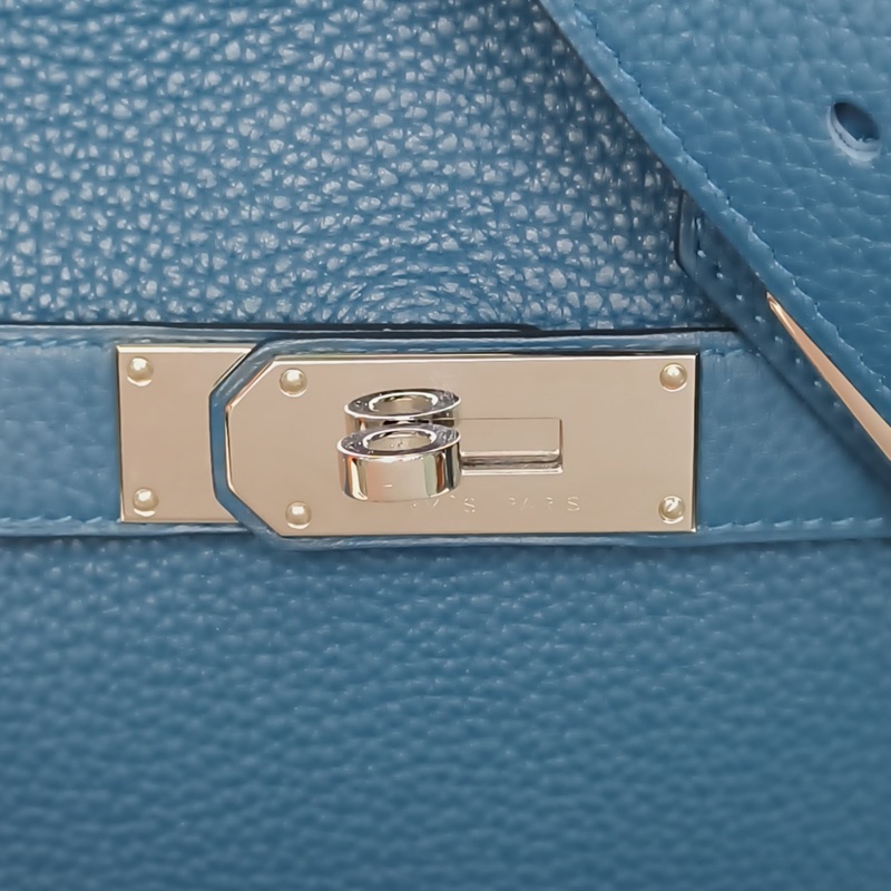 HERMES 吉普賽Jypsiere341P鴨子藍TC皮T刻銀扣-4