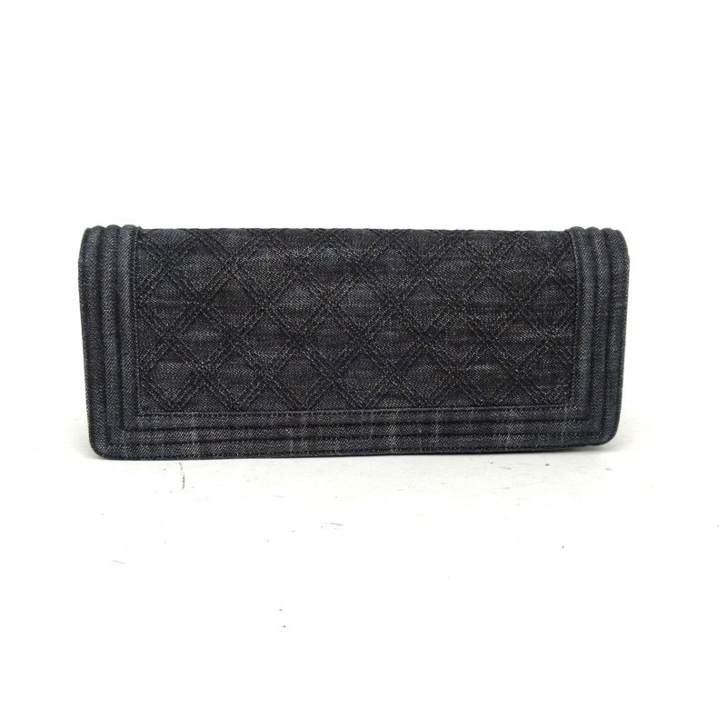 CHANEL 黑色牛仔銀扣LEBOY橫板east-west腋下包法棍包-2