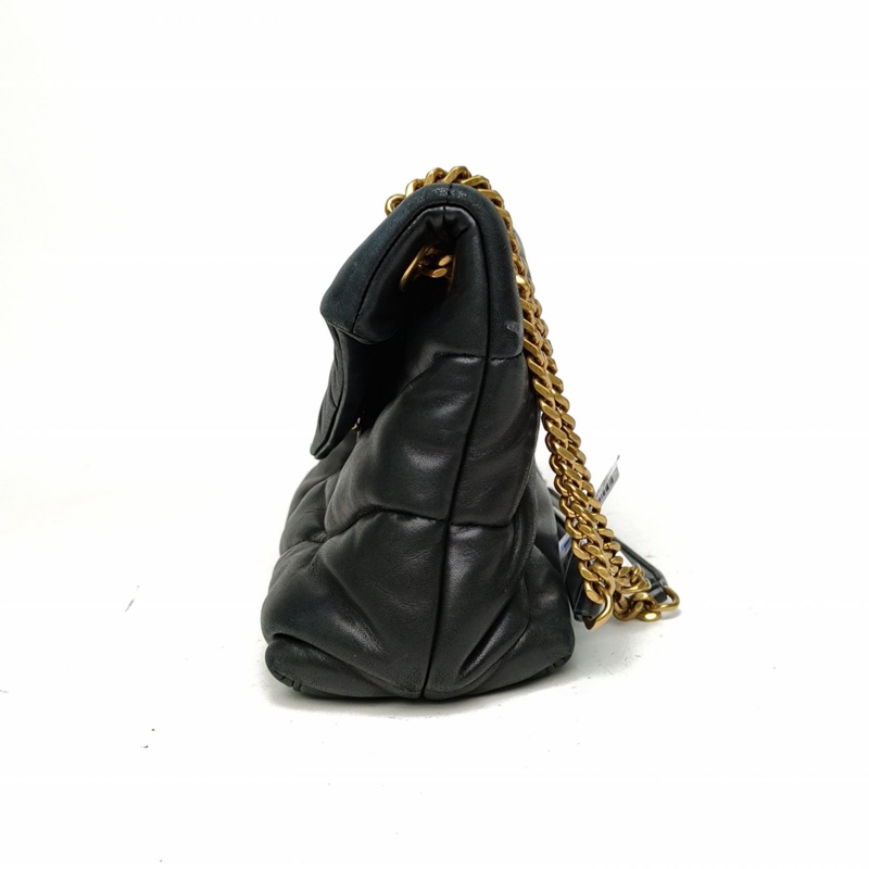 SAINT LAURENT Puffer雲朵包小號29黑色羊皮金扣-1