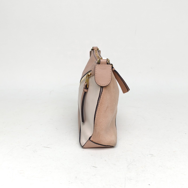 LOEWE Puzzle幾何包WOC粉色牛皮/麂皮-1