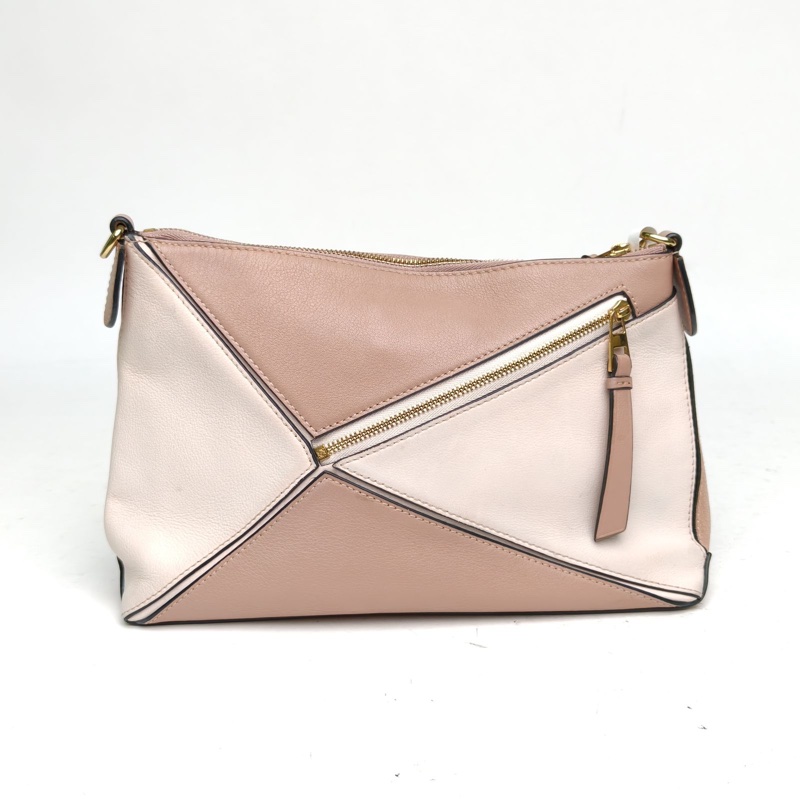 LOEWE Puzzle幾何包WOC粉色牛皮/麂皮-2