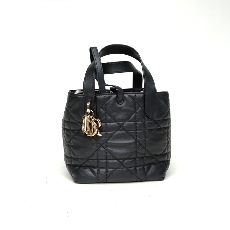 DIOR Toujours豎版小號16黑色牛皮金扣2025-0