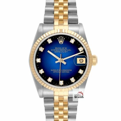 【大眾名錶】Rolex 勞力士 68273 Datejust 原廠漸層藍十鑽面盤 原面未翻寫 中型蠔式 大眾名錶G224