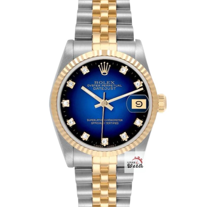 【大眾名錶】Rolex 勞力士 68273 Datejust 原廠漸層藍十鑽面盤 原面未翻寫 中型蠔式 大眾名錶G224-0