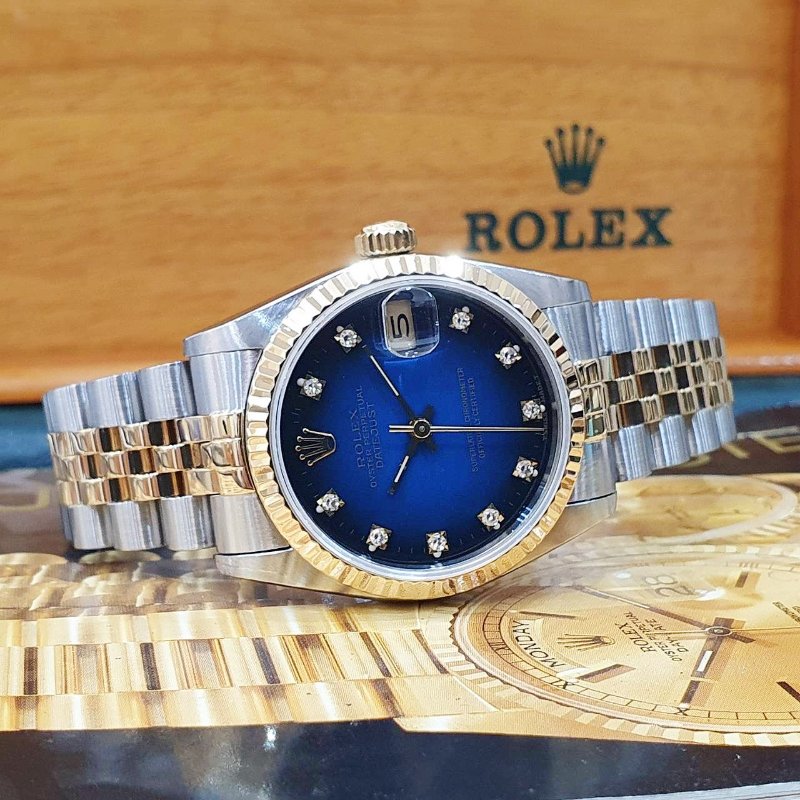 【大眾名錶】Rolex 勞力士 68273 Datejust 原廠漸層藍十鑽面盤 原面未翻寫 中型蠔式 大眾名錶G224-4