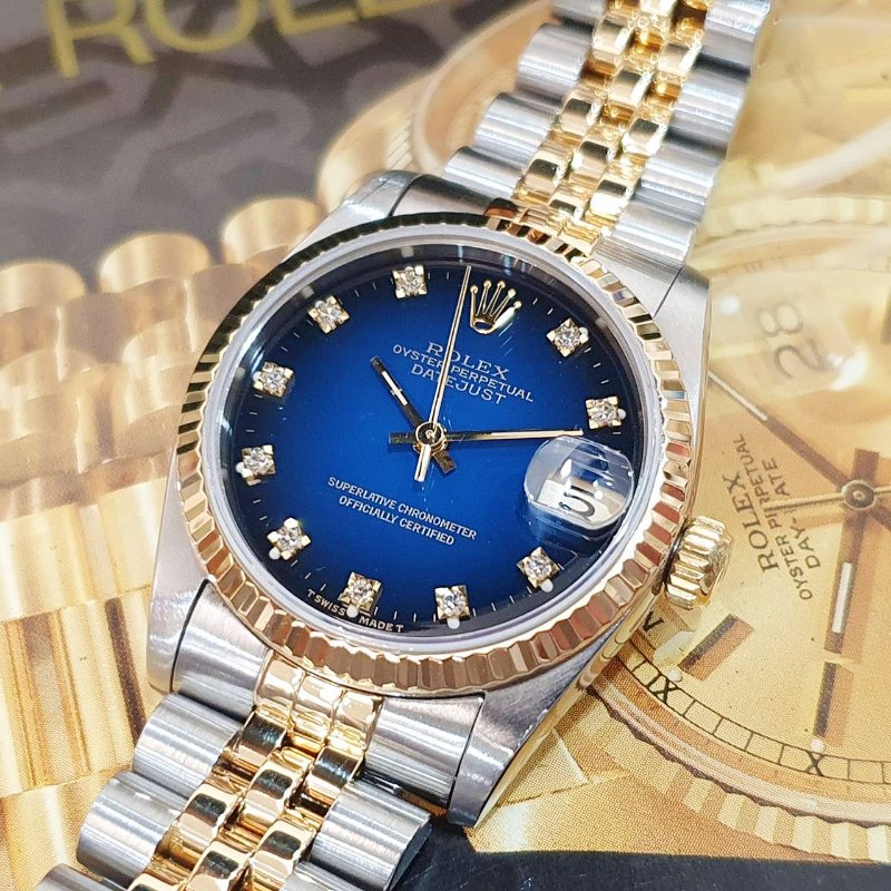 【大眾名錶】Rolex 勞力士 68273 Datejust 原廠漸層藍十鑽面盤 原面未翻寫 中型蠔式 大眾名錶G224-8