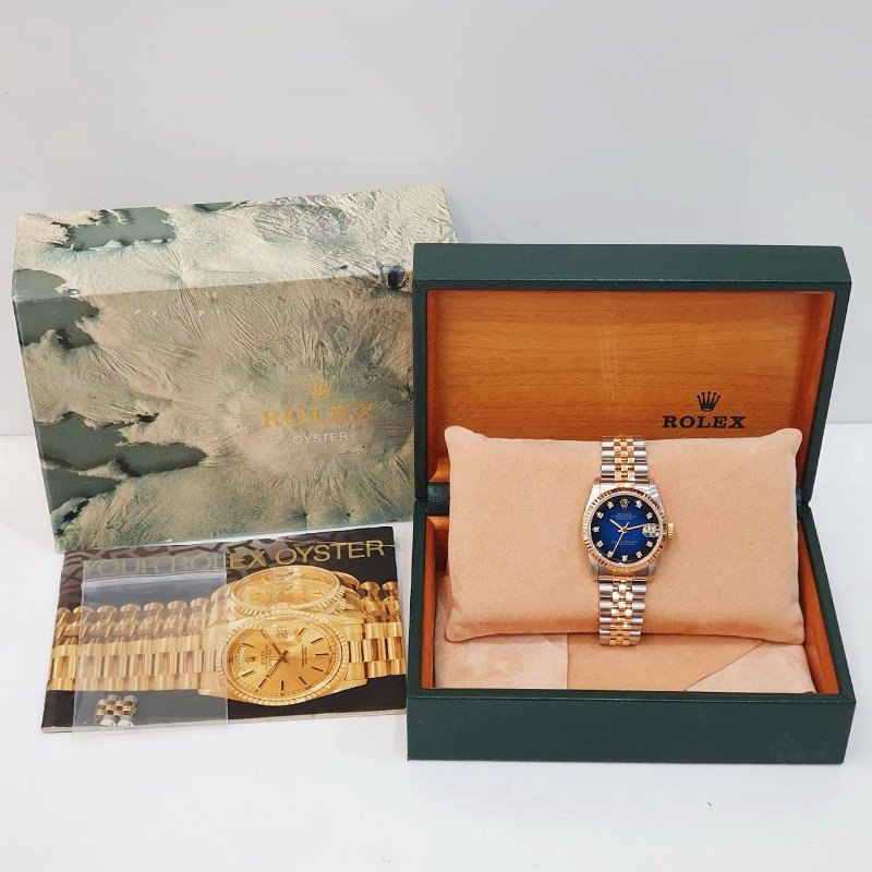 【大眾名錶】Rolex 勞力士 68273 Datejust 原廠漸層藍十鑽面盤 原面未翻寫 中型蠔式 大眾名錶G224-9