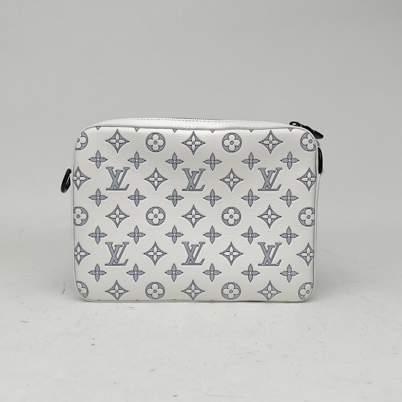 LOUIS VUITTON Trio郵差包三合一白色牛皮老花晶片-2