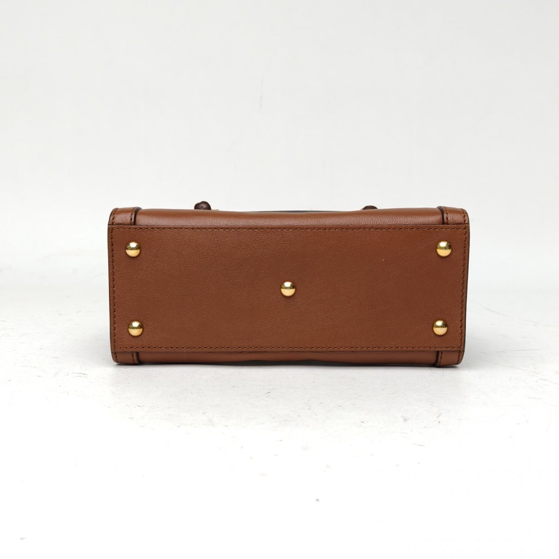 GUCCI Diana戴安娜竹節手柄迷你20焦糖色牛皮金扣-3