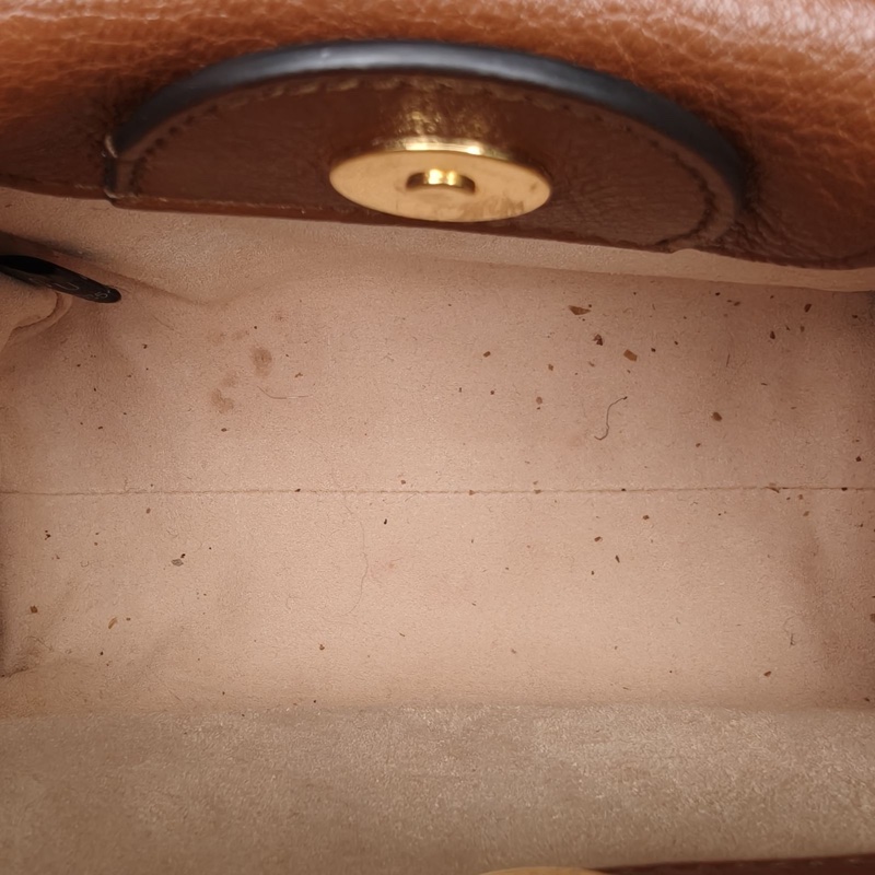 GUCCI Diana戴安娜竹節手柄迷你20焦糖色牛皮金扣-5