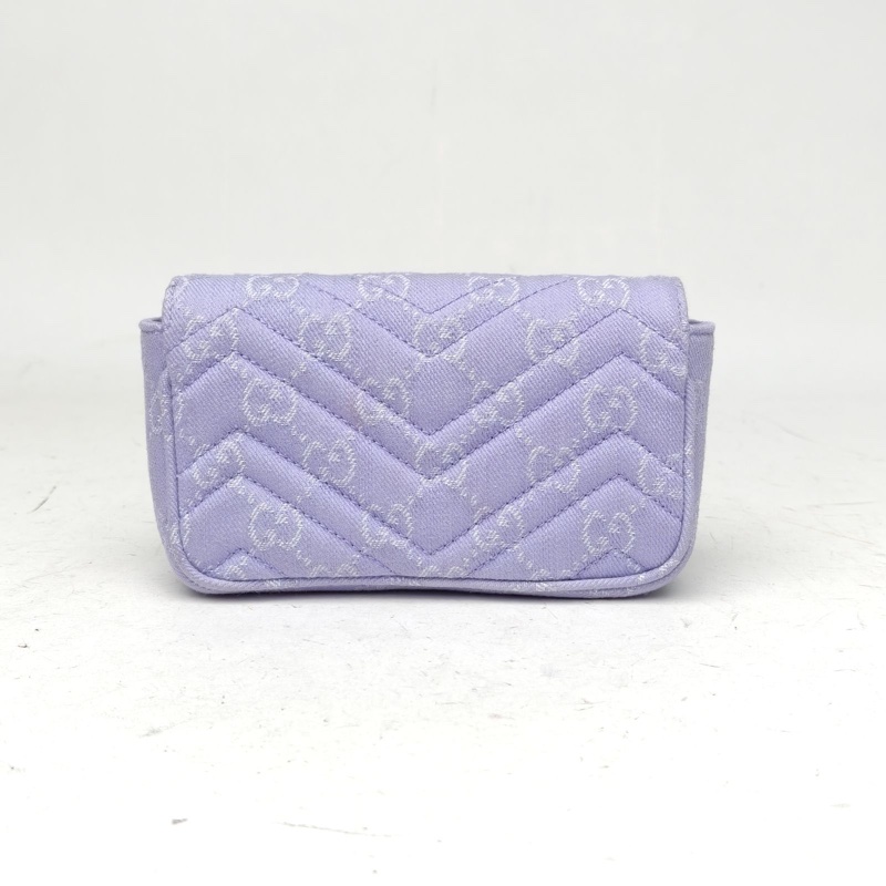 GUCCI GGMarmont肩背包超Mini16.5紫色帆布淺金扣-2