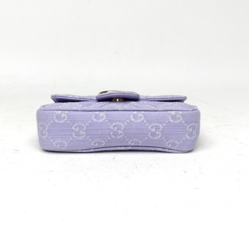 GUCCI GGMarmont肩背包超Mini16.5紫色帆布淺金扣-3