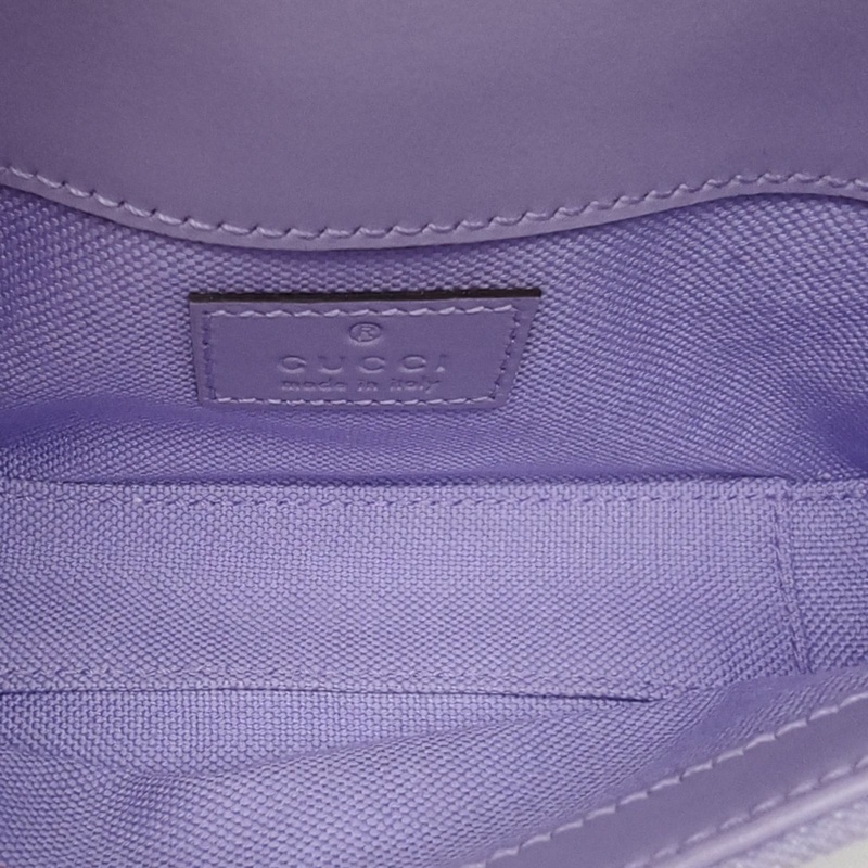 GUCCI GGMarmont肩背包超Mini16.5紫色帆布淺金扣-5