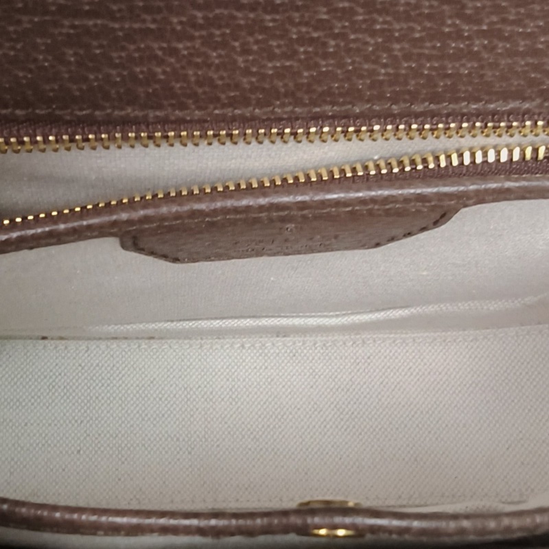 GUCCI Bamboo竹節手柄手提包小號棕色帆布金扣-4