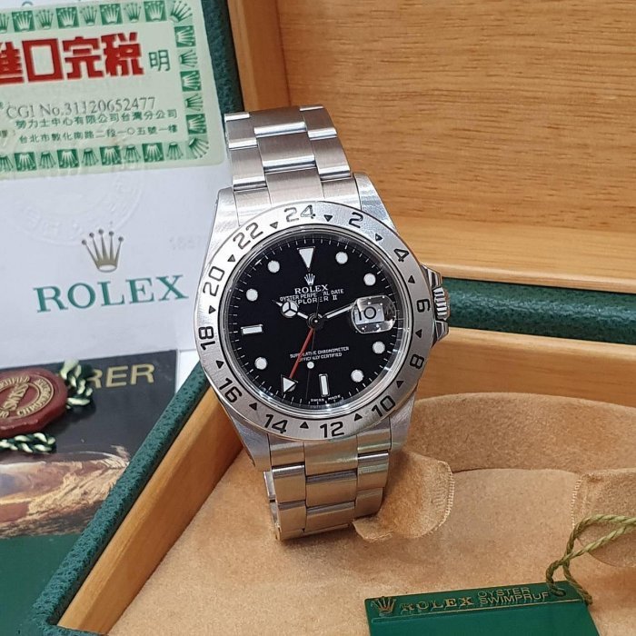 【大眾名錶】ROLEX 勞力士 16570 Explorer ll 探險家二號 黑面紅針 2003 大眾名錶B1193-1