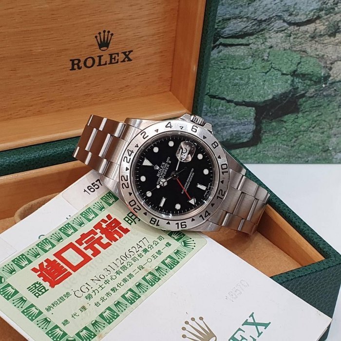 【大眾名錶】ROLEX 勞力士 16570 Explorer ll 探險家二號 黑面紅針 2003 大眾名錶B1193-4