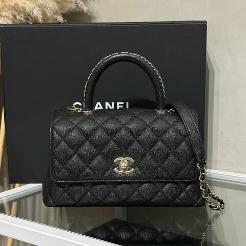 CHANEL Coco handle皮穿鍊手柄 - 小號黑金