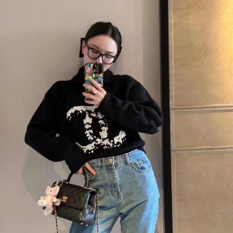 CHANEL Coco handle皮穿鍊手柄 - 小號黑金-1