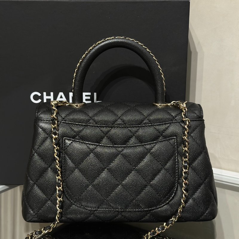 CHANEL Coco handle皮穿鍊手柄 - 小號黑金-2
