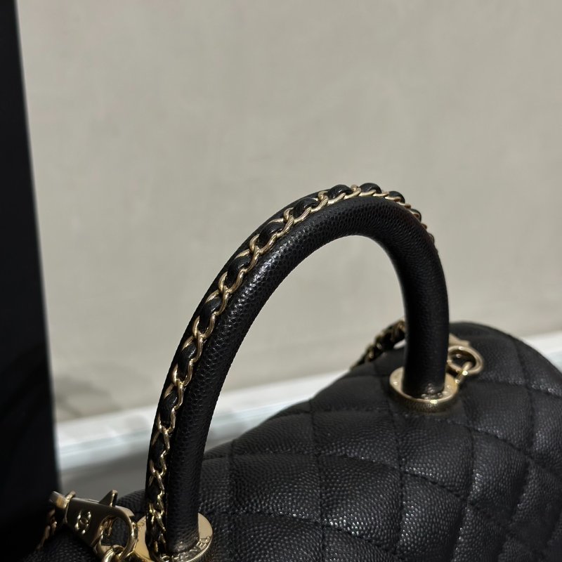CHANEL Coco handle皮穿鍊手柄 - 小號黑金-5