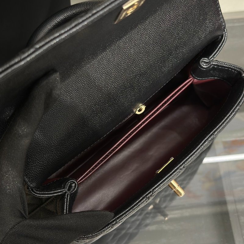 CHANEL Coco handle皮穿鍊手柄 - 小號黑金-7